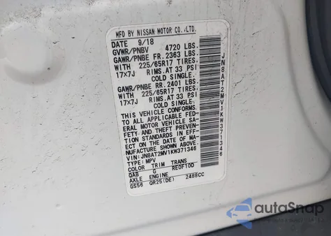 2019 Nissan Rogue Sv из США, поврежденный, VIN JN8AT2MV1KW371346